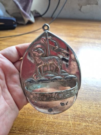 Vintage Holy Water Font Lamb of God