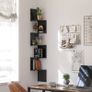 5-Tier Wall-Mounted Corner Shelf, Wooden Display Shelf, for Kitchen, Bedroom, Living Room, Study, Black Image 2