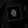 Vintage 900 Silver & Green Chalcedony Filigree Ring Image 2