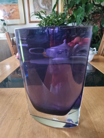Flat vase Polish artistic glassworks " Krosno"