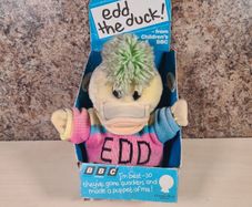Vintage  Edd The Duck Hand Puppet Soft Toy From Bbc Tv 1990 Boxed