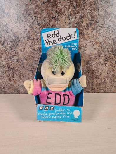 Vintage  Edd The Duck Hand Puppet Soft Toy From Bbc Tv 1990 Boxed