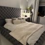 Gorgeous Grey Chesterfield Double Bed & IKEA Mattress 350 ONO Image 2