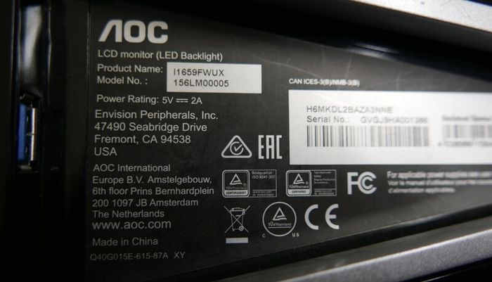 Aoc E1659fwu 16" Led Usb Portable External Laptop Monitor (works Well)