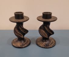 Vintage carved soapstone candlesticks