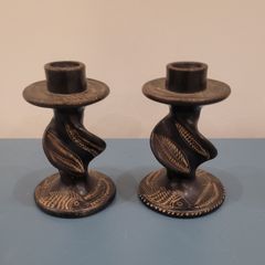Vintage carved soapstone candlesticks