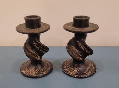 Vintage carved soapstone candlesticks