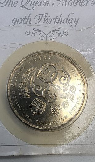 1990 UK Five Pounds Coin: Queen Mother 90th Birthday Commemorative