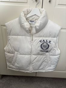 Two PRIMARK sleeveless gilet with a high neck  White S; Green M