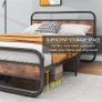King Size Bed Frame with Headboard,Oval-Shaped Platform Bed with Under-Bed Storage,Steel Slats Mattress Foundation Round Pipe Design,Brown Image 9