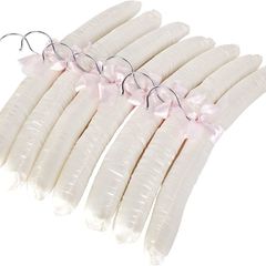 Home Pack of 10 Pale Ivory Satin Padded Clothes Hangers - 38cm, for Dresses, Bridal, Lingerie, Woolen Items etc.