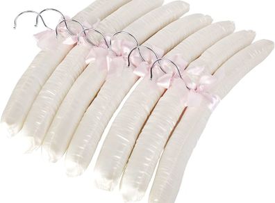 Home Pack of 10 Pale Ivory Satin Padded Clothes Hangers - 38cm, for Dresses, Bridal, Lingerie, Woolen Items etc.