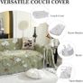 AB Sided Sofa Cover for 3 Seater Soft Non Slip Slipcover with Tassel, All Season Washable Couch Protector for Dogs, Decorative Futon  L Shaped Sofa Cover Green Image 5