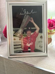 Signed Robbie Fowler Print A4 Size framed