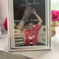 Signed Robbie Fowler Print A4 Size framed