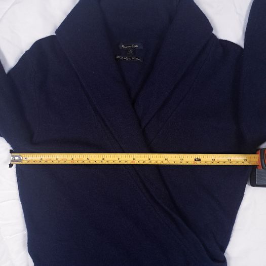 Massimo Dutti Navy Blue Shawl Collar Belted Sweater Knit Wool Cashmere Dress Size M