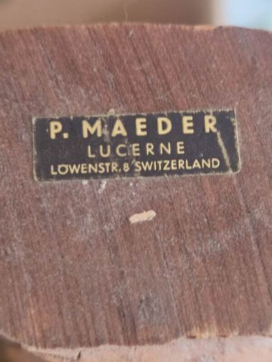 Vintage P. Maeder Lucerne Switzerland Wood Carving Of Woman  Holding Bundle Of Wood.