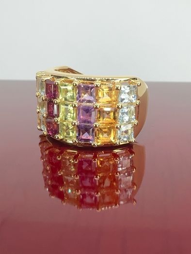 Silver Multi-Gemstone Statement Ring Harry Ivens
