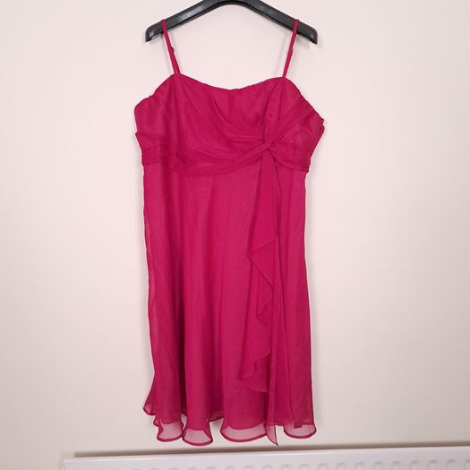 Debut Pink Chiffon Sleeveless Strappy/Strapless Side-Knot Draped Cocktail Mini Dress 20UK/48EU
