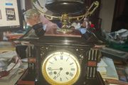 Rare 19th-century 1867 until 1889 French Architectural Mantel Clock by Samuel Marti, Enamel Dial In Working Condition,