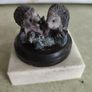 Hedgehog Ornament Ceramic on wood base 2.2 inches set on marble plinth Image 5