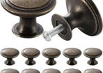 12PCS Vintage Cabinet Knobs Bronze Drawer Knobs, Antique Style Kitchen Cupboard Handles, 30mm Round Furniture Door Knobs