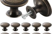 12PCS Vintage Cabinet Knobs Bronze Drawer Knobs, Antique Style Kitchen Cupboard Handles, 30mm Round Furniture Door Knobs