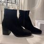 Black Leather Block Heel Boots Size 6 Image 3