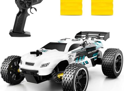 RC Car Remote Control Car for Kids, 1:18 High Speed 20 KM/H 2WD RC Buggy, 2.4GHz Off Road Racing Car with Two Rechargeable Batteries, Gift for Boys and Girls (White)