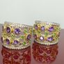 Silver earrings Harry Ivens Amethyst & Chrome Diopside Hoop Earrings Image 5