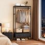 Industrial Open Wardrobe Rail with Drawers Black Steel Clothes Storage Unit Image 4