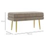 Beige Upholstered Storage Bench with Gold Steel Legs Image 2