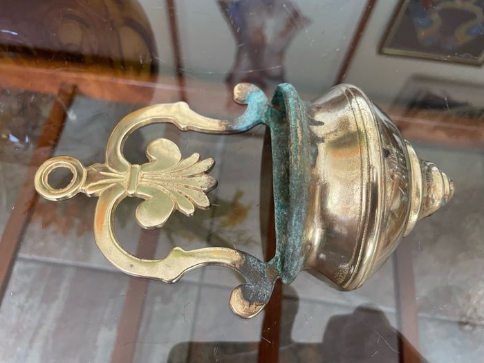 Vintage Brass Holy Water Font Wall Hanging Religious Home Decor