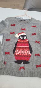 DUNNES Christmas Penguine Jumper Sz 8