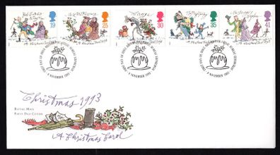 1993 Great Britain Christmas Commemorative Stamps Royal Mail Addressed First Day Cover (FDC)