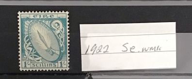 Ireland June 1923 1 Shilling Light Blue Sg82 Se Watermark MVLH
