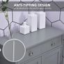 75x60cm Freestanding Bathroom Storage Cabinet Unit w/ 2 Drawers Cupboard Adjustable Shelf Metal Handles Traditional Style Grey Image 7