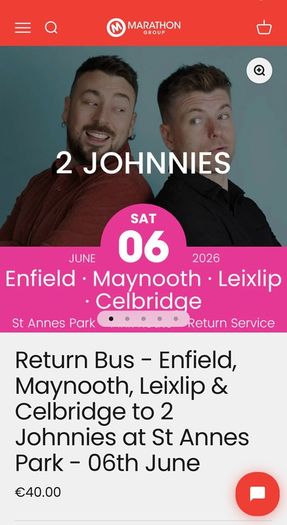 The 2 johnnies- 2x return bus tickets- Maynooth