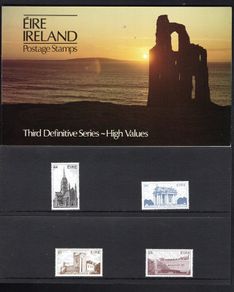 1982-90 Ireland Sixth Definitive Series Irish Architecture High Values Presentation Pack includes stamps Mint Never Hinged (MNH)