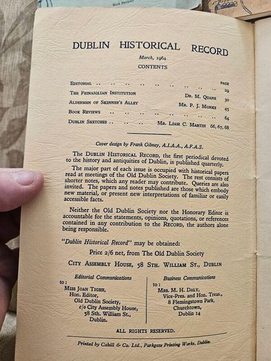 Dublin Historical Records X 4. By The Old Dublin Society. First Edition Paperback In Good Condition.  See Photos For Same.