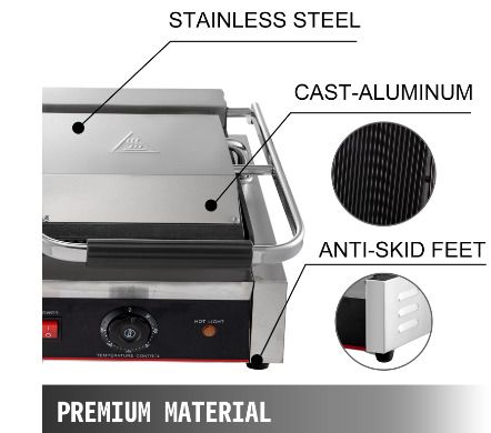 BRAND NEW Electric Contact Grill Griddle Panini Press Grill Non-Stick for Commercial Cooking