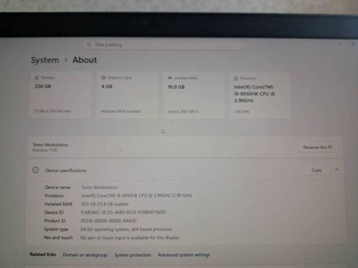 Dell Precision 7530 | i9-8950HK