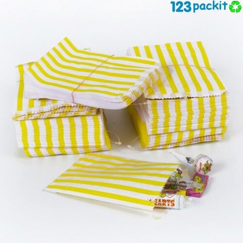 200 x Striped Paper Candy Bags - Assorted Colours  job lot 200 for 6 euro