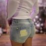 Women's blue neon yellow Shorts XS-34 Image 2