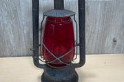 Vintage Dietz Monarch Kerosene Railway Lantern Red Glass Globe -For Restoration PROP