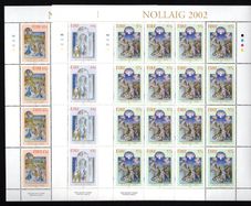 2002 Ireland Christmas Commemorative Stamp Sheetlets Plate 1B1B1B1B Mint Never Hinged (MNH).