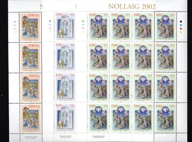 2002 Ireland Christmas Commemorative Stamp Sheetlets Plate 1B1B1B1B Mint Never Hinged (MNH).
