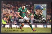 2019 Ireland Stampa Members Souvenir on  Irish Rugby Johnny Sexton &amp; Joe Schmidt Commemorative Stamps Miniature Sheet Overprinted for Stampa Mint Never Hinged (MNH)