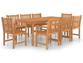 9 Piece Garden Dining Set Solid Teak Wood