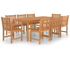 9 Piece Garden Dining Set Solid Teak Wood